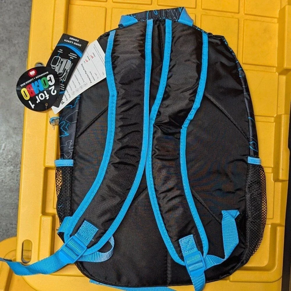 NWT Kids Backpack & Lunch Bag Set‎ Blue Black Camo School Travel Bookbag